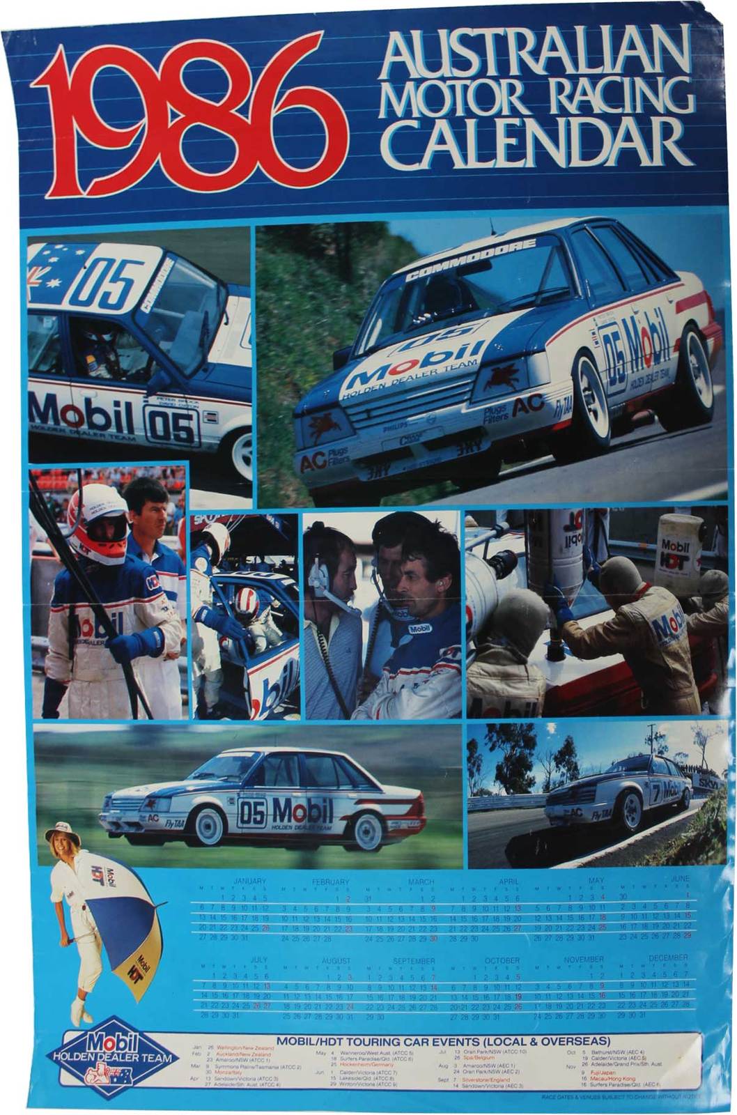 1986 Australian Motor Racing Calendar Poster