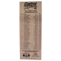 Castrol Racing Grid Card - 2001 V8 Supercar 1000