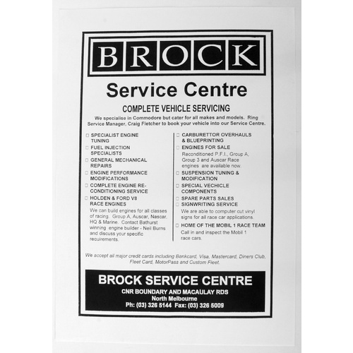 Peter Brock Service Centre Flyer