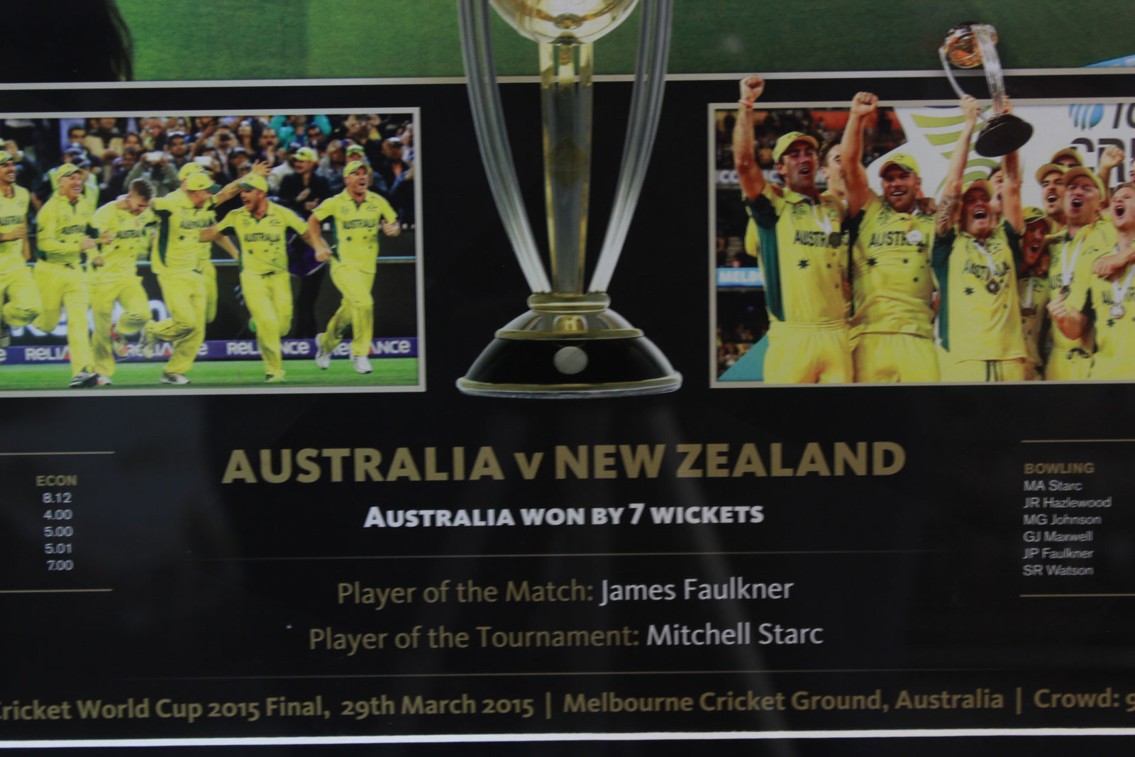 Australia vs New Zealand 2015 Cricket World Cup Framed Poster