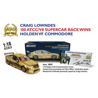 New 1:18 Craig Lowndes 100 Wins Holden VF Commodore GOLD Red Bull 