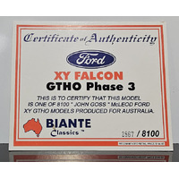 1:18 XY GTHO Phase 3  FORD Falcon John Goss Certificate #2867