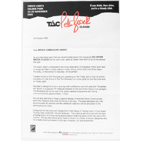 TAC Peter Brock 1995 Calder Park Announcement & Booking Form