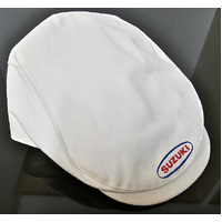 New Vintage Suzuki Flat Cap EX Dealership Items White 100 % Cotton 1970 