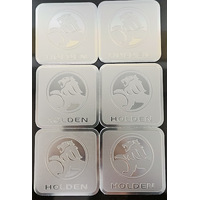 Original New Set Of 6 Aluminium Embossed HOLDEN Coasters 