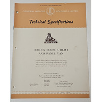 Original GMH HOLDEN FC Technical Specifications 11 page Booklet May 1958