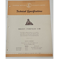Original GMH HOLDEN FC Technical Specifications 12 page Booklet May 1958