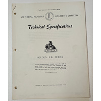 Original GMH HOLDEN FB Technical Specifications 38 page Booklet December 1959