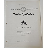 Original GMH HOLDEN EH Technical Specifications 25 page Booklet August 1963