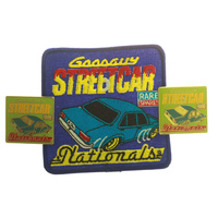 Good Guy Nationals Streetcar Rare Spares Cloth Patch & Pins
