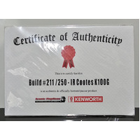 New 1:50 Kenworth K100G IR Cootes Certificate #211