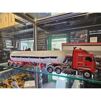 New Diecast 1:50 Scale Gas Tanker Trailer Diecast Replica White & Red 