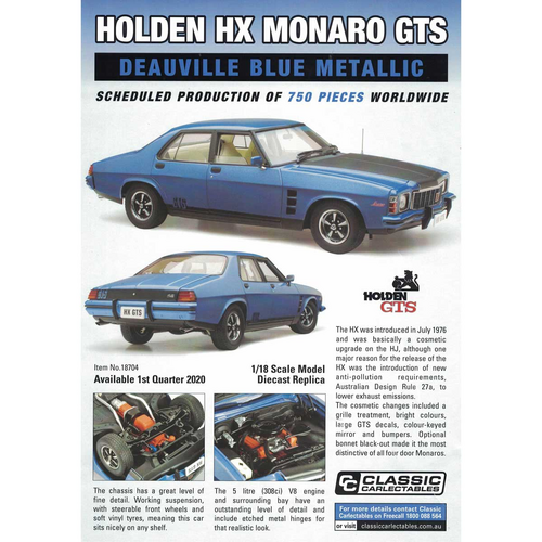 1:18 Holden HX GTS Monaro -e Diecast 