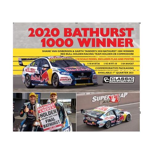 1:18 Scale 2020 Bathurst 1000 Winner  Shane van Gisbergen / Garth Tander  Includes 1/18 Scale Flag and Poster