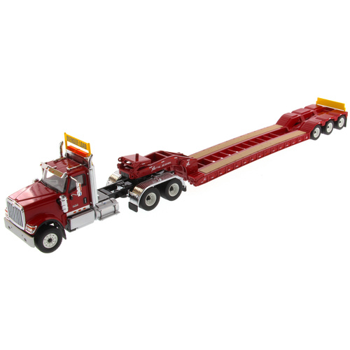 International HX520 & XL 120 Low-Profile HDG Trailer - Red