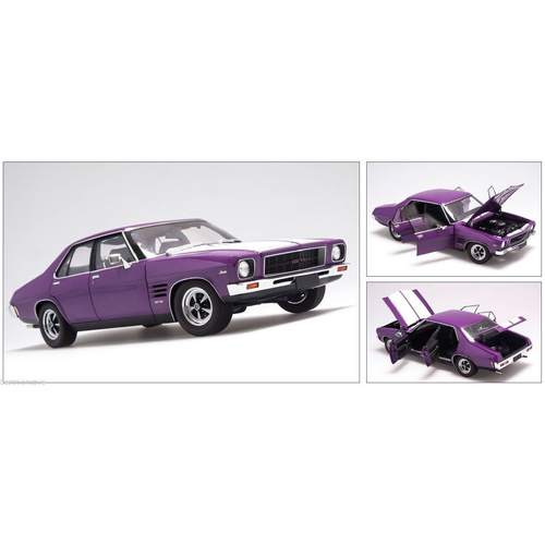 Holden HQ Monaro GTS 350 Sedan Purr Pull White Stripes Purple 1:18