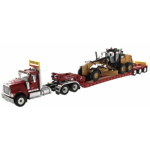 International 1:50 scale HX520 truck with XL120 Trailer and Cat 12M3 Grader Load