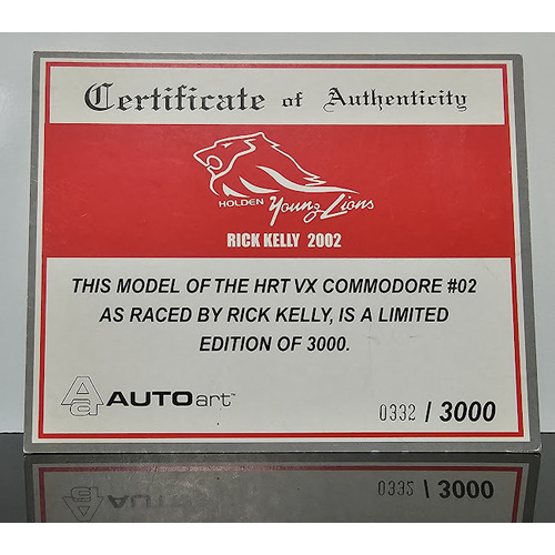 1:18 HRT 2002 Rick Kelly #2 VX Commodore Certificate #0332