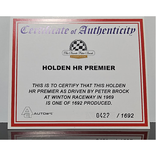 1:18 HR Premier Winton 1969 Peter Brock Certificate #0422