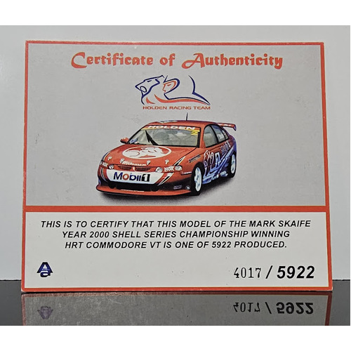 1:18 HRT Mark Skaife 2000 VT Commodore Championship Winning Certificate #4017