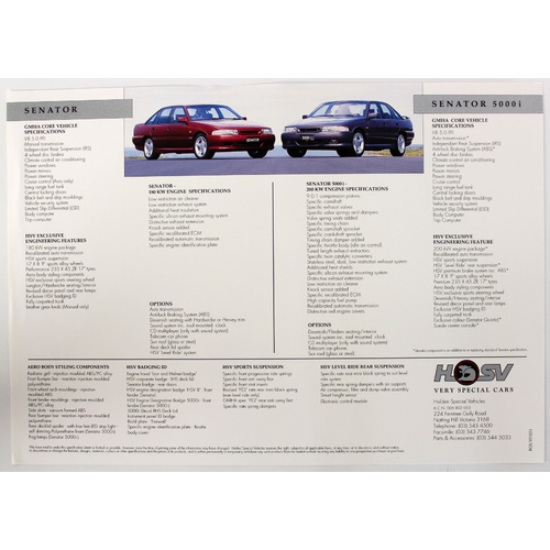 HSV VP Senator & Senator 5000i  Leaflet Brochure