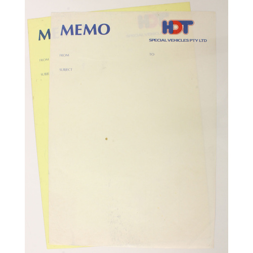 HDT Carbon Copy Memo Page