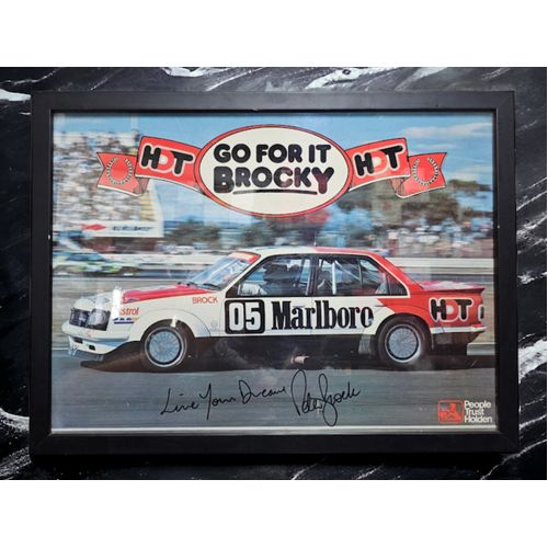 Original VC HDT Peter Brock Signed Framed Poster GO FOR IT BROCKY 