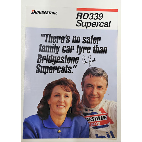 Bridgestone Tyres Peter & Bev Brock Brochure Flyer 90,s Era Holden 4 pages