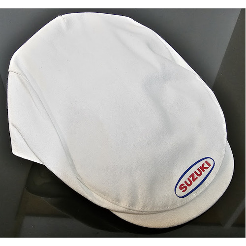 New Vintage Suzuki Flat Cap EX Dealership Items White 100 % Cotton 1970 