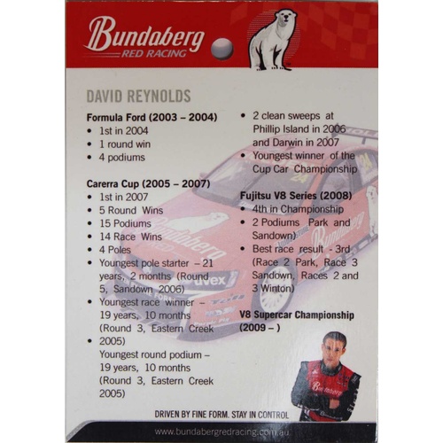 David Reynolds Bundaberg Red Racing Driver Info Card