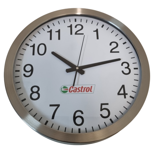 New Castrol Stainless Framed Clock 40cm Promotional Genuine In Box