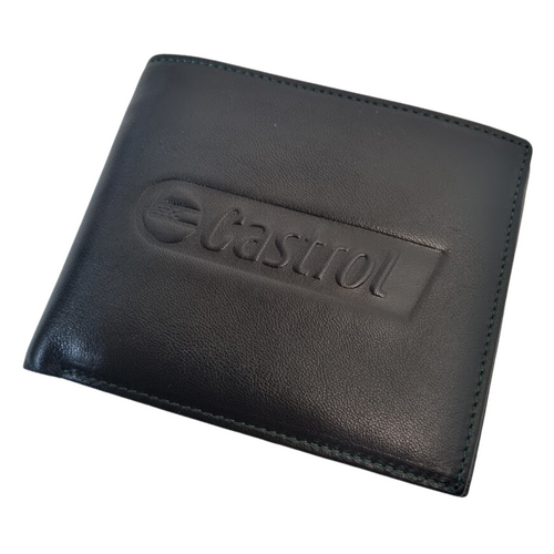 New Genuine Castrol Mens Black Leather Wallet Bi Fold