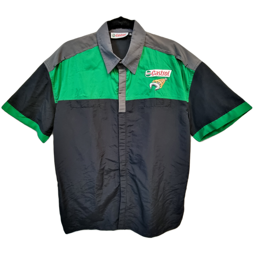 BNWOT Official Castrol Men's Black, Green and Grey Work Shirt Size XXL
