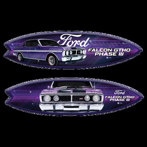 Pre Order Licensed Ford Falcon XY GTHO Wild Violet Fibreglass Surfboard Full Size