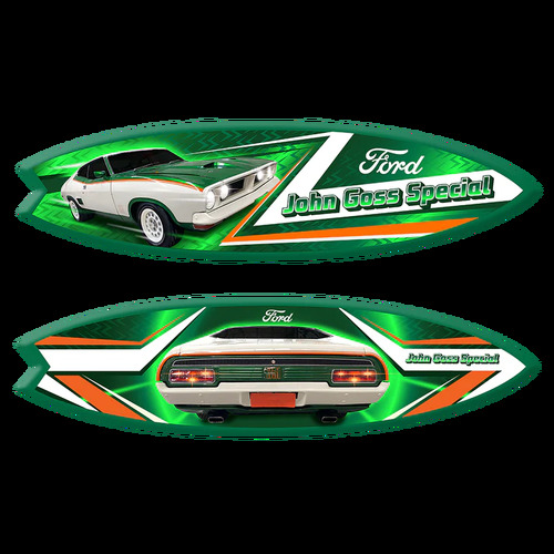 Pre Order Licensed Ford Falcon XB John Goss Special Emerald Fire Fibreglass Surfboard Full Size
