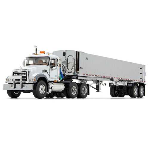 1:50 First Gear Mack With Tipper Trailer White And Chrome 