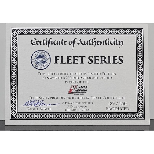 New 1:50 Drake Kenworth K200 Fat Cab Betts Bower Haulage Group Certificate #189