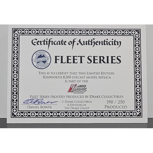 New 1:50 Drake Kenworth K200 Fat Cab Betts Bower Haulage Group Certificate #190