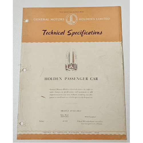 Original GMH 48/215 Technical Specifications 11 page Booklet October 1948