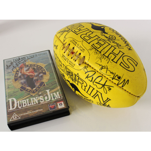 Jim Stynes' Signed 1994 Melbourne Football & VHS Tape