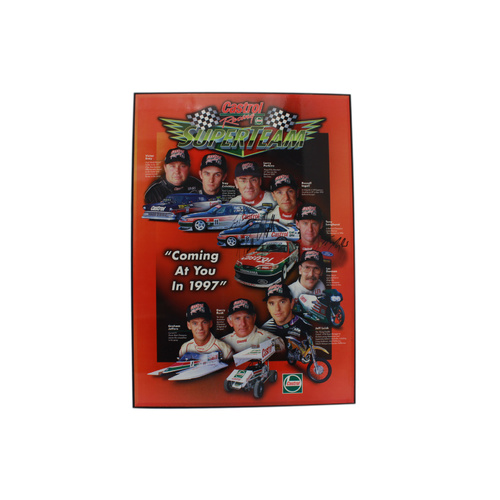 Signed Castrol Racing Super Team Block Mounted Poster