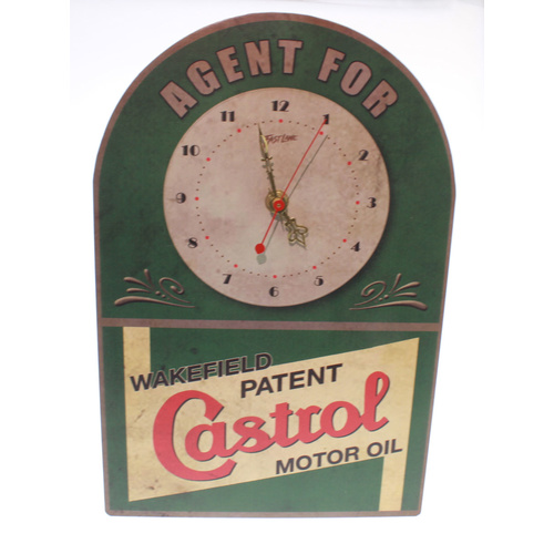 Wakefield Castrol 'Agent For' Tin Sign Clock