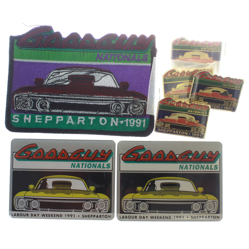 Good Guy Nationals Shepparton 1991 Cloth Patch, Badge & Pins