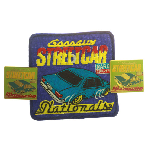 Good Guy Nationals Streetcar Rare Spares Cloth Patch & Pins