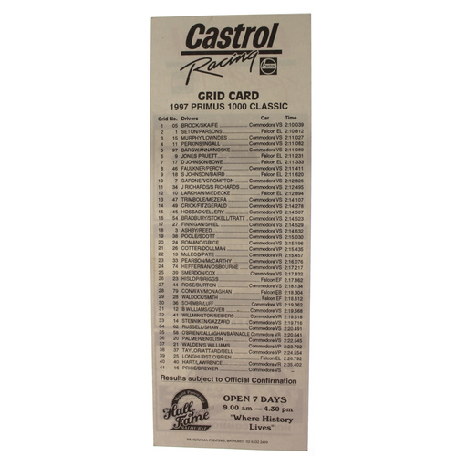 Castrol Racing Grid Card - 1998 FAI 1000 Classic