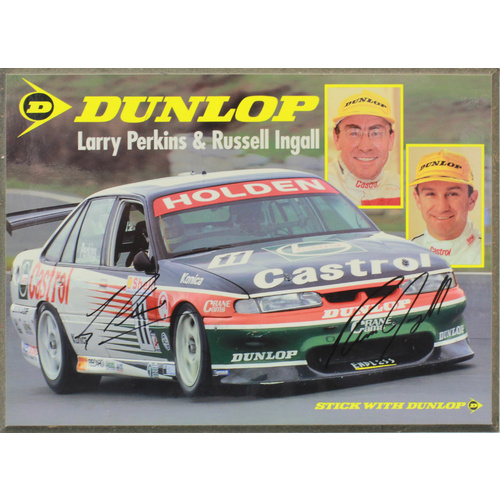 Signed Larry Perkins / Russell Ingall Dunlop Block Mounted Poster