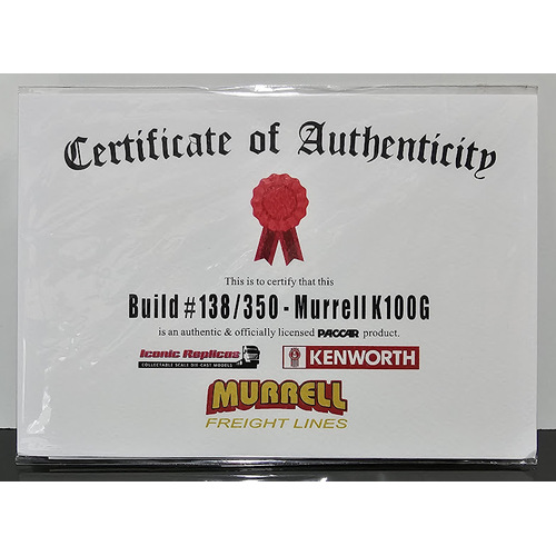 New 1:50 Kenworth K100G Murrell  Certificate #138