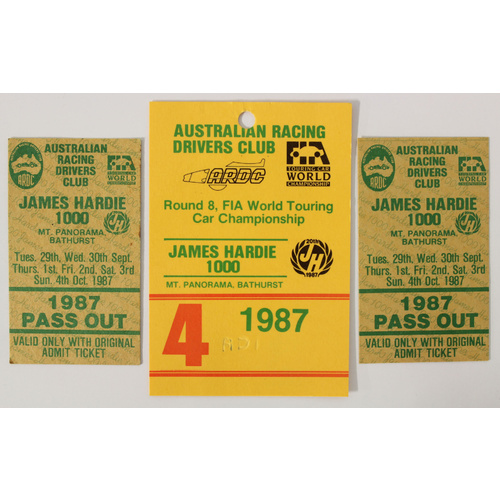 James Hardie 1000 Officials Pass & Two Tickets 1987