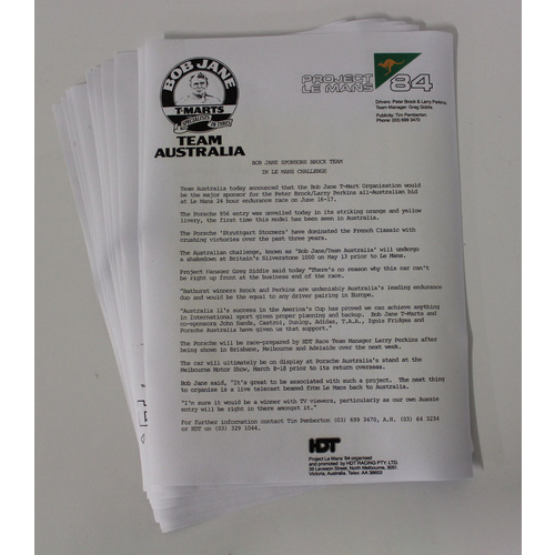 Bob Jane T-Marts 1984 Bathurst Media Release Kit