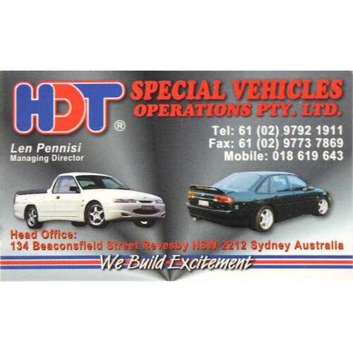 Len Pennisi HDT Business Card